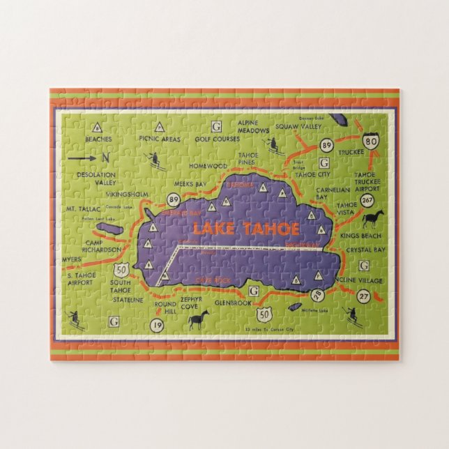 Vintage Lake Tahoe Map  Jigsaw Puzzle (Horizontal)