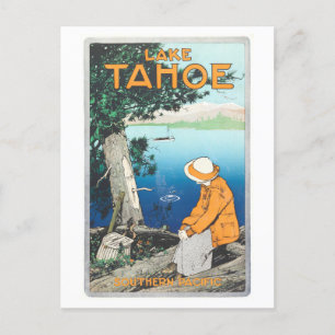 Vintage Lake Tahoe Southern Pacific Poster Postcard