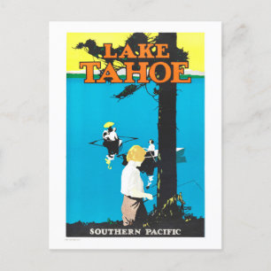 Vintage Lake Tahoe Southern Pacific Poster Postcard