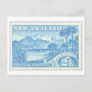 Vintage Lake Wakatipu New Zealand Postage Stamp Postcard