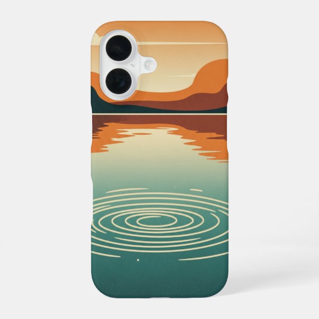 Vintage Lake with Gentle Ripples iPhone 16 Case (Back)