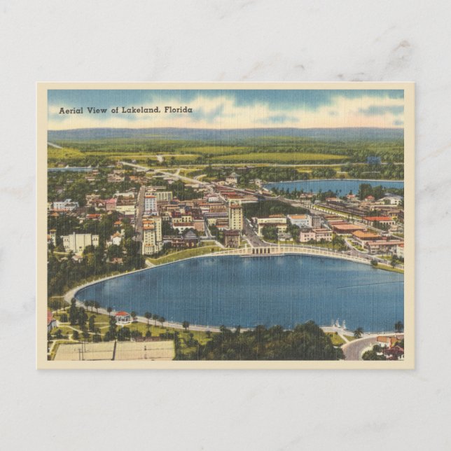 Vintage Lakeland Florida aerial view Postcard (Front)