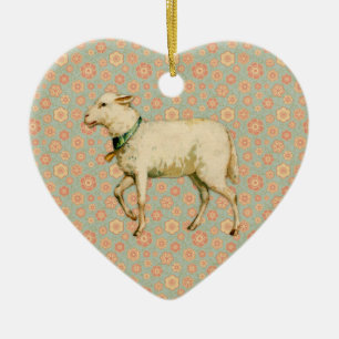Vintage Lamb Art Ceramic Ornament