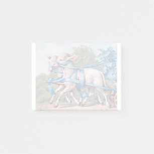 Vintage Lambs Dressed  in Fancy Blue Ribbons Post-it Notes