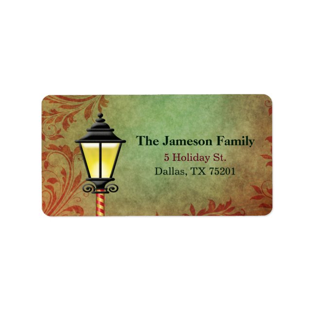 Vintage Lamp Post Holiday Address Label (Front)