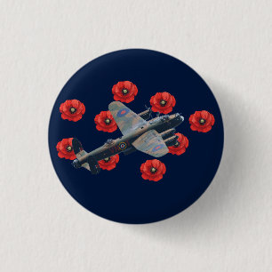 Vintage Lancaster Amongst Red Poppies 1 Inch Round Button