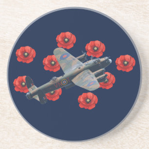 Vintage Lancaster Amongst Red Poppies Coaster