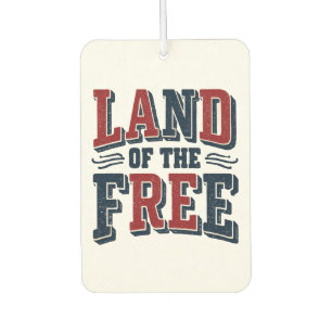Vintage Land of the Free Patriotic Typography Air Freshener