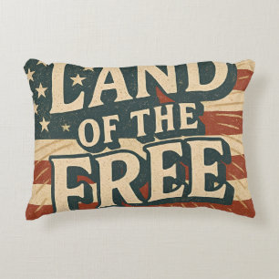 Vintage Land of the Free USA Independence Day Accent Pillow