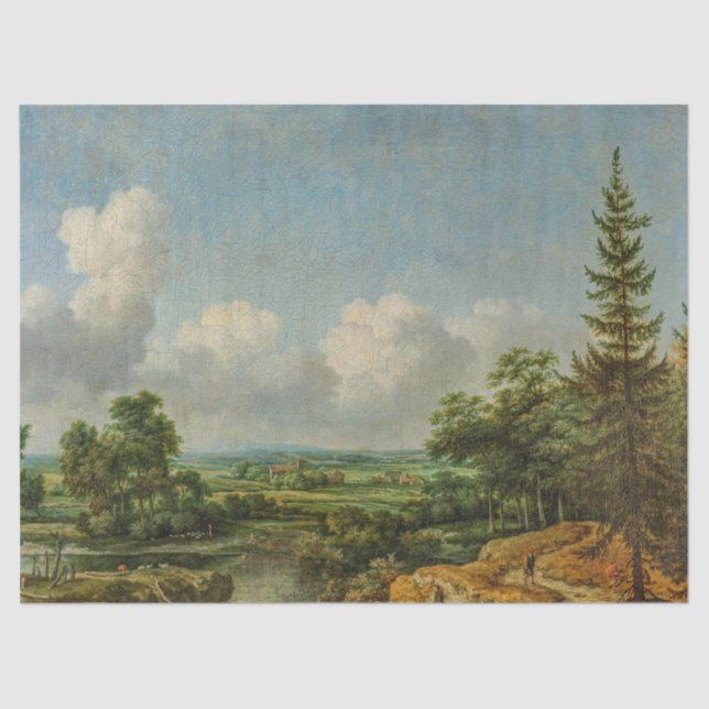 Vintage Landscape and Sky Scene Decoupage Tissue Paper (Front)