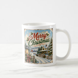 vintage landscape christmas mug