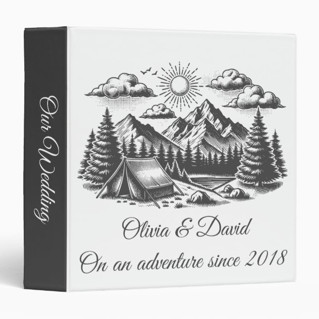 Vintage landscape drawing for wedding binder (Front/Spine)