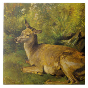 Vintage Landscape Pausinger Resting Hind Tile