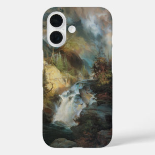 Vintage Landscape Waterfall in Mountains by Moran iPhone 16 Case