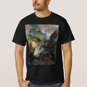 Vintage Landscape Waterfall in Mountains by Moran T-Shirt