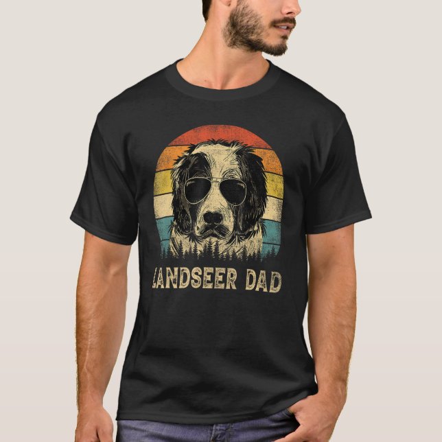 Vintage Landseer Dad Dog  Father s Day Tee (Front)
