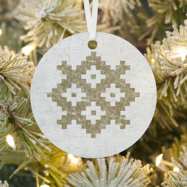 Vintage Languciai Baltic Pattern Metal Ornament (Insitu)