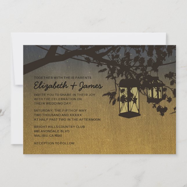 Vintage Lanterns Wedding Invitations (Front)