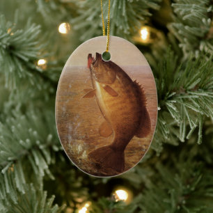 Vintage Largemouth Brown Bass Fish, Sports Fishing Ceramic Ornament