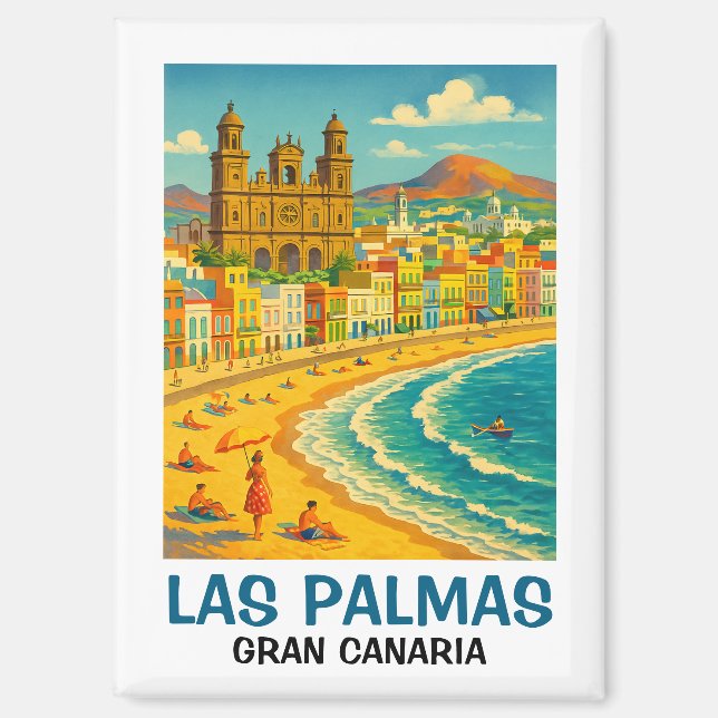 Vintage Las Palmas Gran Canaria Canteras Beach Magnet (Front)