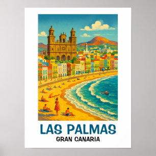 Vintage Las Palmas Gran Canaria Canteras Beach Poster