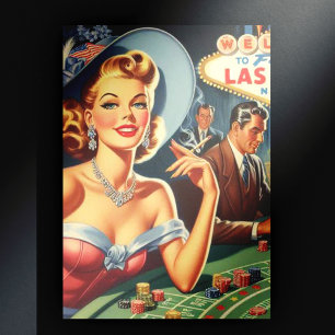Vintage Las Vegas Casino Pin Up Postcard