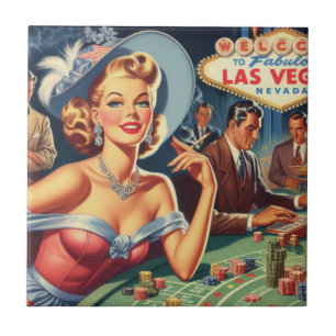 Vintage Las Vegas Casino Pin Up Tile
