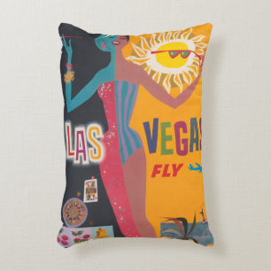 Vintage Las Vegas Gambling Travel Poster Art Accent Pillow