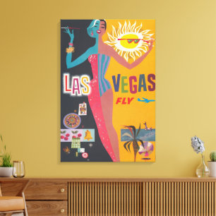 Vintage Las Vegas Gambling Travel Poster Art Canvas Print