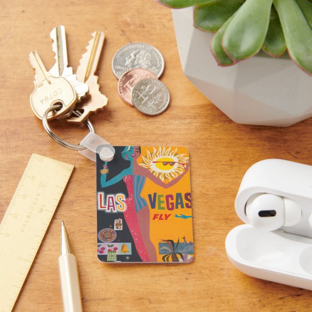 Vintage Las Vegas Gambling Travel Poster Art Keychain (Desk)