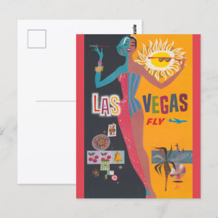 Vintage Las Vegas Gambling Travel Poster Art Postcard