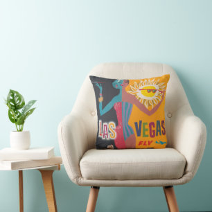 Vintage Las Vegas Gambling Travel Poster Art Throw Pillow