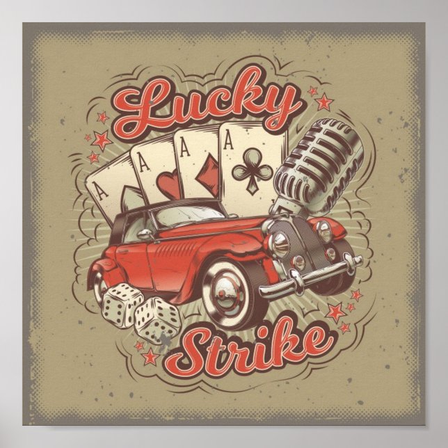 Vintage Las Vegas Lucky Strike Poster (Front)
