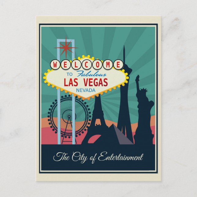 Vintage Las Vegas Nevada Retro Travel Postcard (Front)