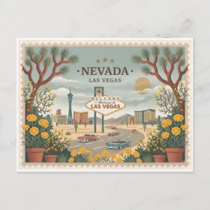 Vintage Las Vegas Nevada Travel Poster Art Postcard