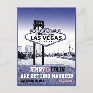 Vintage Las Vegas Wedding Photo Save The Date Announcement Postcard