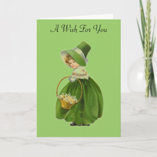 Vintage Lass St. Patrick's Day Greeting Card (Front)