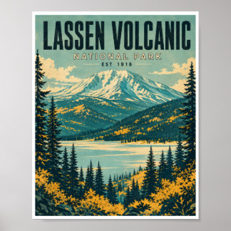 Vintage Lassen Volcanic National Park Poster