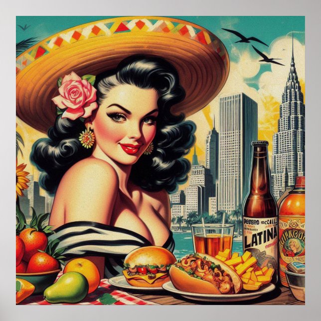 Vintage Latina Painting Poster (Front)