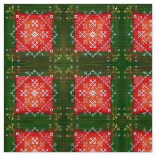 Vintage Latvian folk art with symbols oil painting Fabric