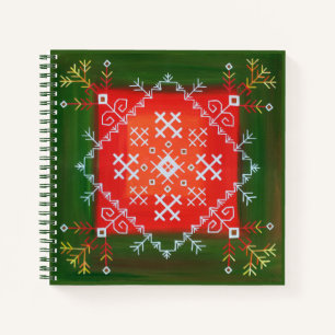 Vintage Latvian folk art with symbols oil painting Notebook