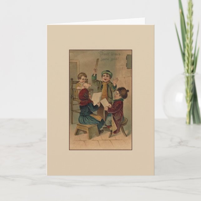 Vintage Latvian New Year Greeting Card (Front)
