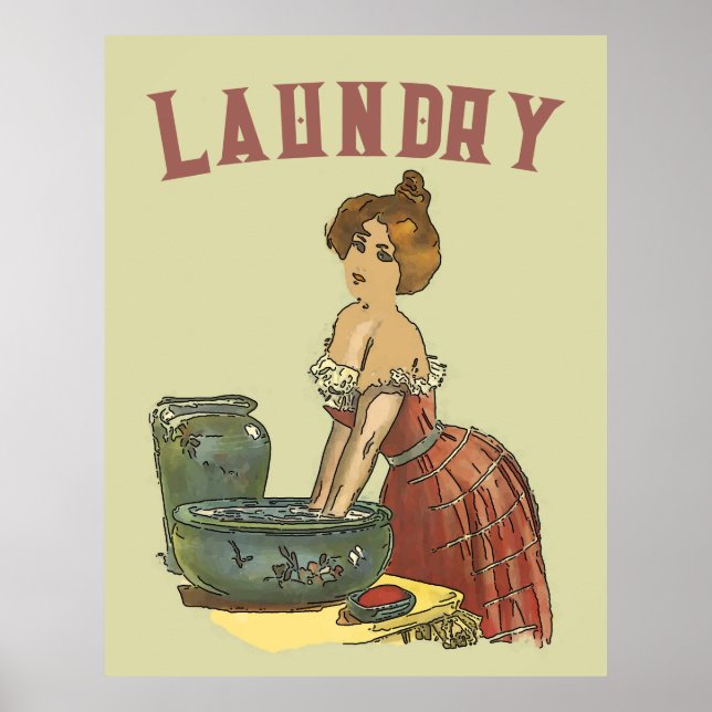 Vintage Laundry Room, edit text Poster (Front)