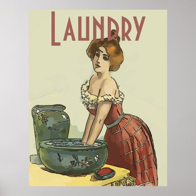 Vintage Laundry Room, edit text Poster (Front)