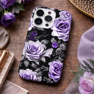 Vintage Lavender and Grey Rose  iPhone 15 Pro Case