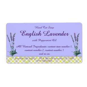 Vintage Lavender and Plaid Handmade Soap Label