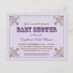 Vintage Lavender Baby Shower Invitation