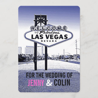 Vintage Lavender Blue Las Vegas Wedding Invites