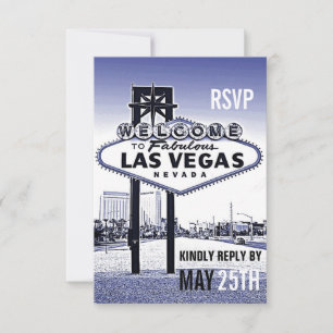 Vintage Lavender Blue Las Vegas Wedding RSVP Card
