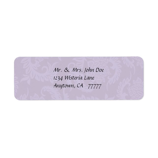 Vintage Lavender Damask Address Label (Front)
